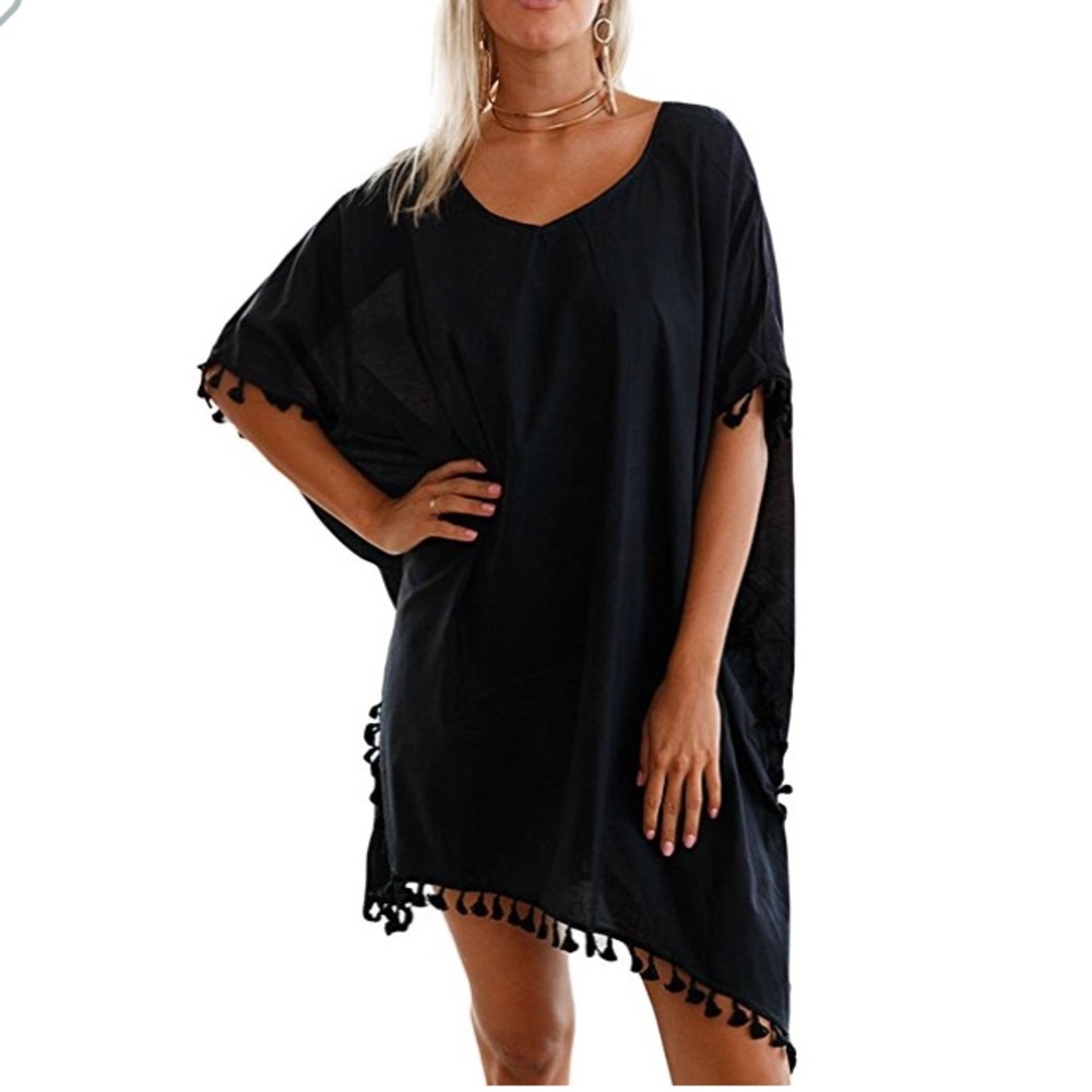 Black Tassel swim Cover Up